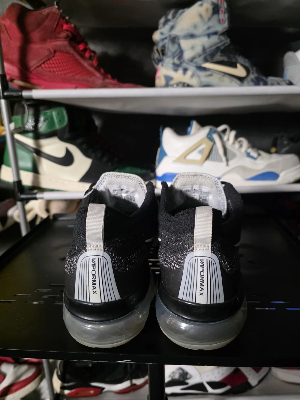 🔥 Nike Black and Pearl Flyknit VaporMax 2023 Men Size 9.5 Running Shoes